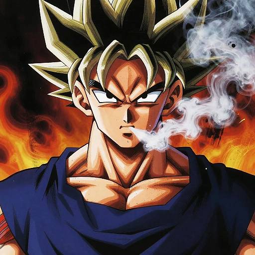 Vegito Portrait with Fiery Smoke