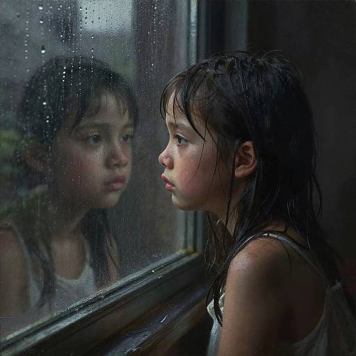 Charcoal Portrait of Rainy Window