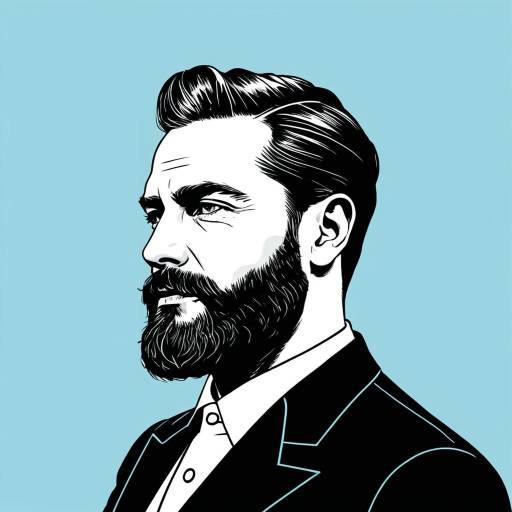 Elegant Minimalist Beard Portrait Artwork