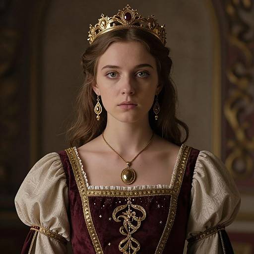 Medieval Princess Portrait with Gold Crown