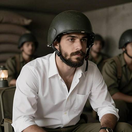 Bearded Man in Military Bunker Setting