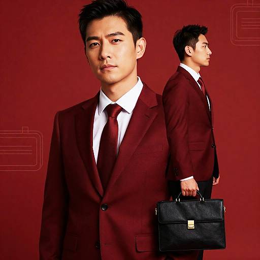 Two Men in Suits with Red and Black