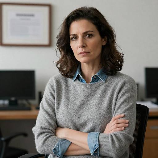 Serious Middle-Aged Woman in Office