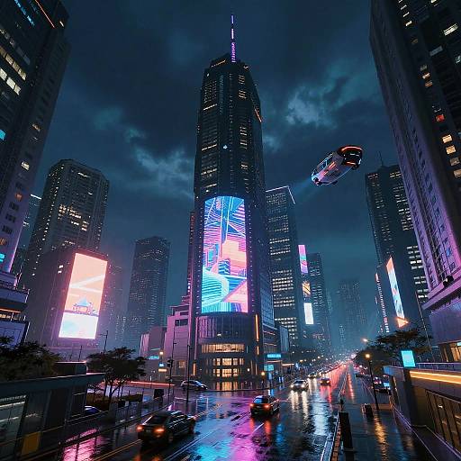 Cyberpunk Night Cityscape Wallpaper