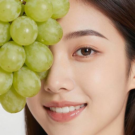 Grapes Covering Eye: A Close-Up Portrait