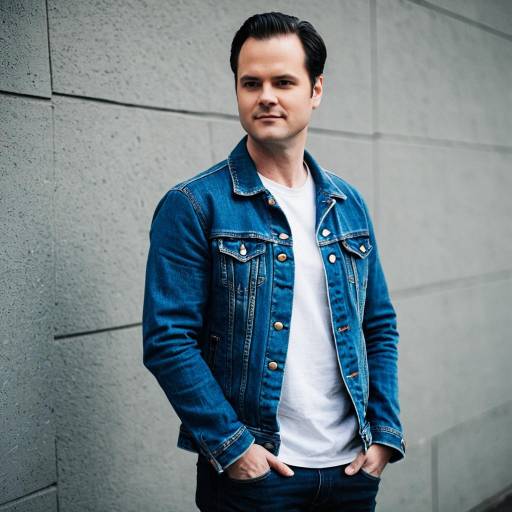 Man in Casual Denim Jacket and White T-shirt
