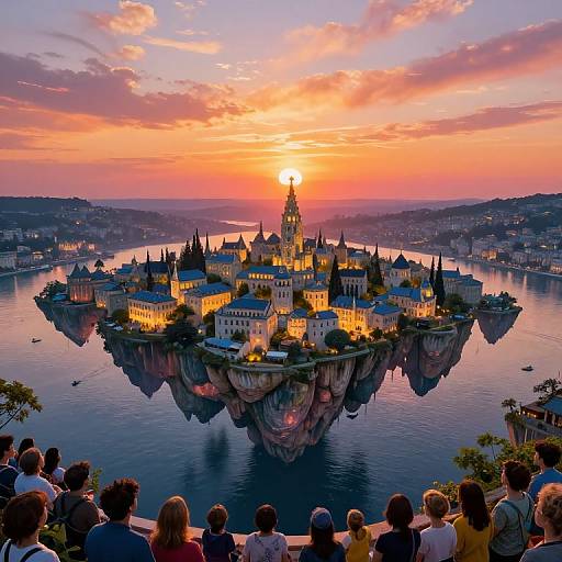 Ethereal Floating Island Cityscape