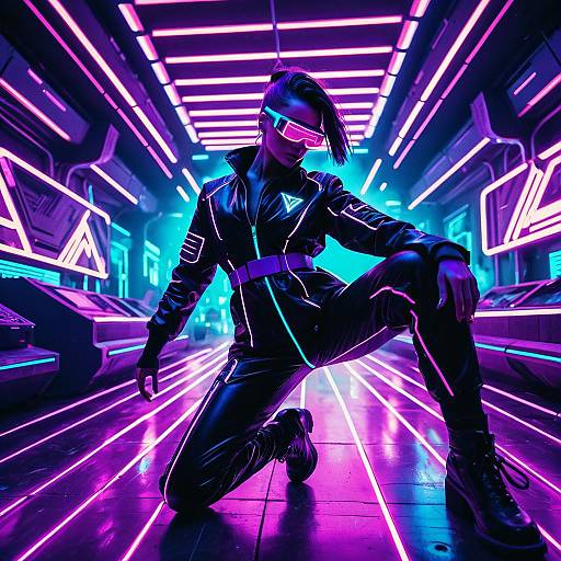 Futuristic Nano-Mage in Neon Paradise