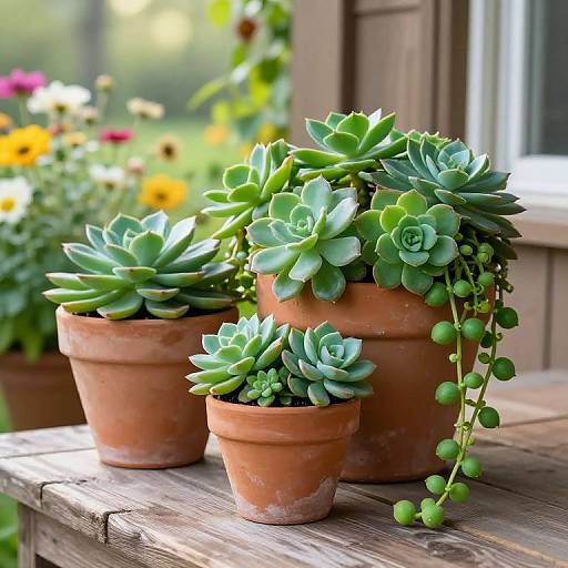 Rustic Terracotta Planters with Succulents