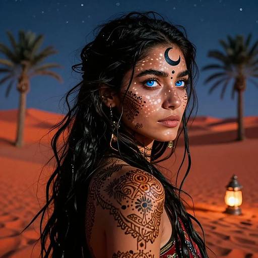 Enigmatic Traveler with Henna Tattoos