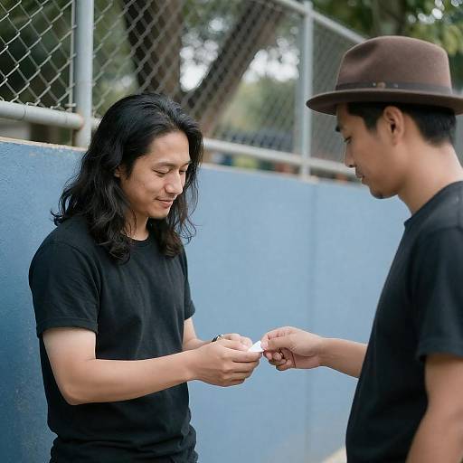 Outdoor Exchange Between Two Men