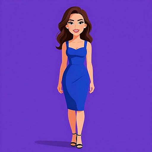 Chic Woman in Royal Blue Dress