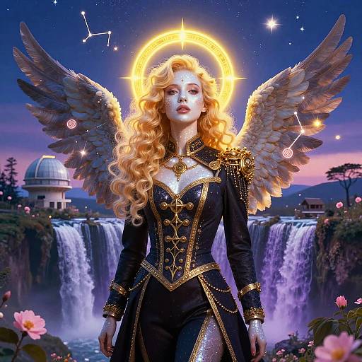 Surreal Radiant Portrait in Winged Observatory