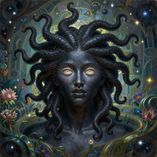Ethereal Black Medusa in Dreamscape