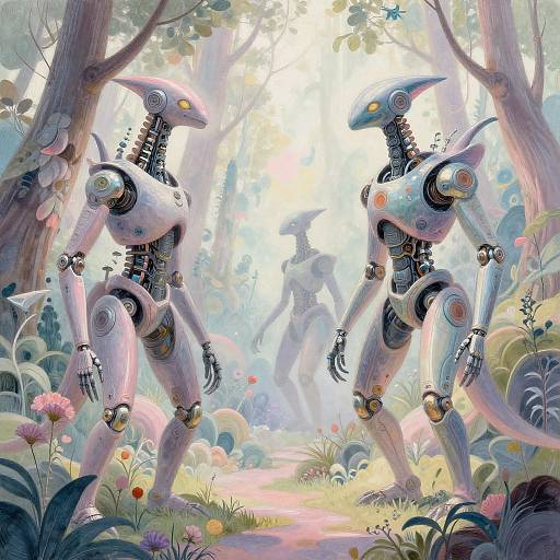 Dreamlike Biomechanical Forest Art