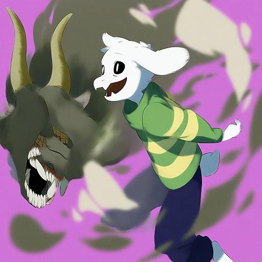Illustration of Asriel dreemurr, undertale in the style of Ai-wa