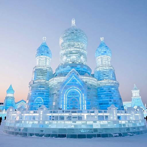 3D Ice Sculpture with Neon Lighting