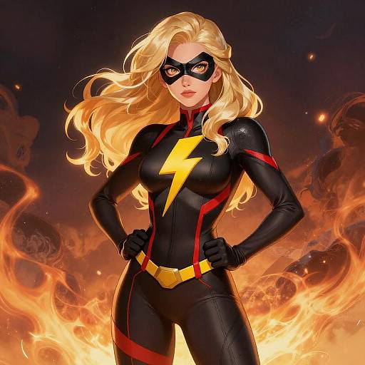 Blonde Superheroine with Cosmic Fire