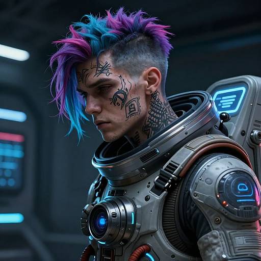 Despairing Cyberpunk RPG Space Character