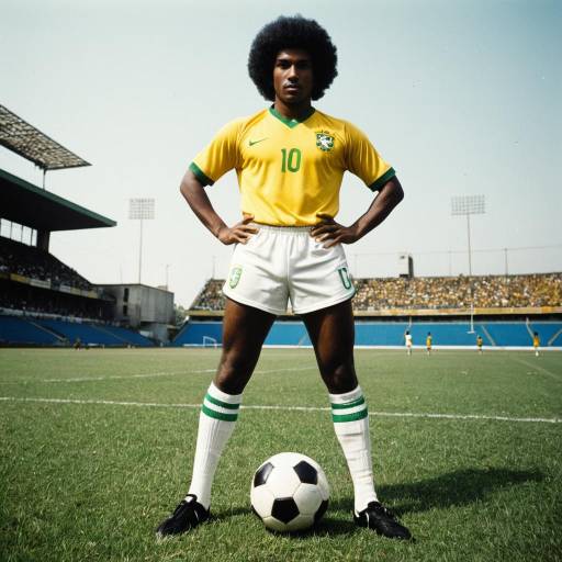 Vintage Brazilian Footballer in 1970s Jersey