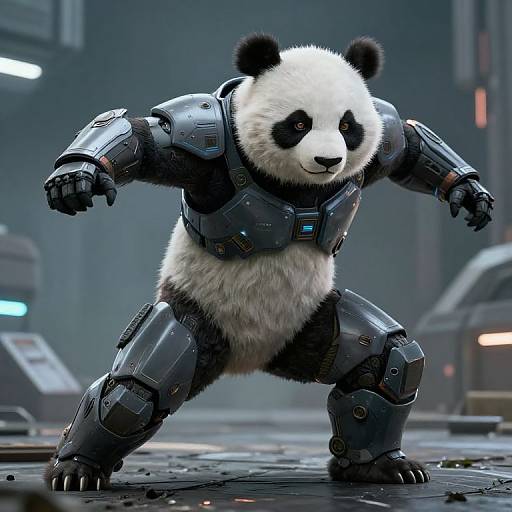 Cyber Panda Sci-Fi Hero Pose