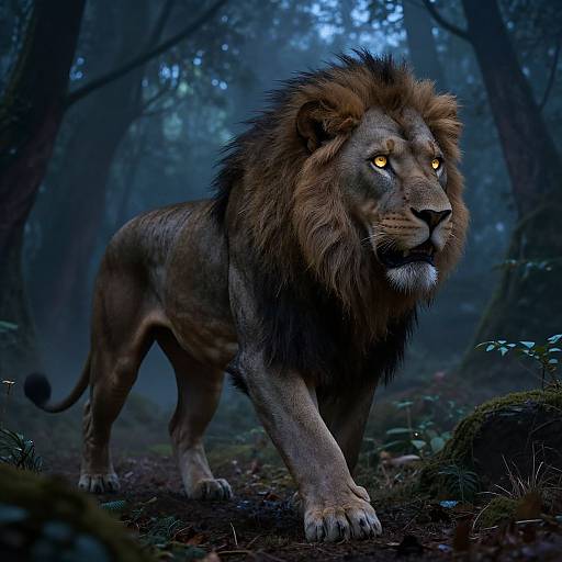 Half-Lion Mythical Beast in Enchanted Forest