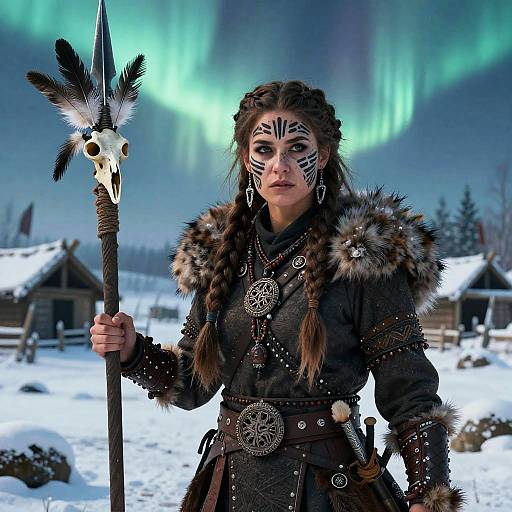 Fierce Female Barbarian Warrior Portrait