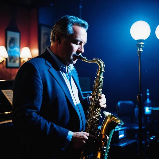 Middle-aged Jazz Saxophonist Playing in Club