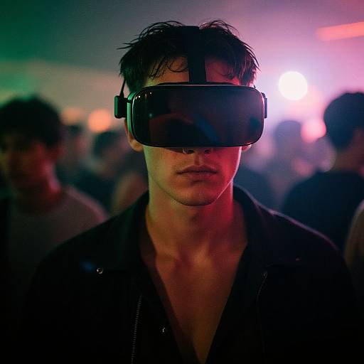 Cyberpunk Rave Man in VR Visor