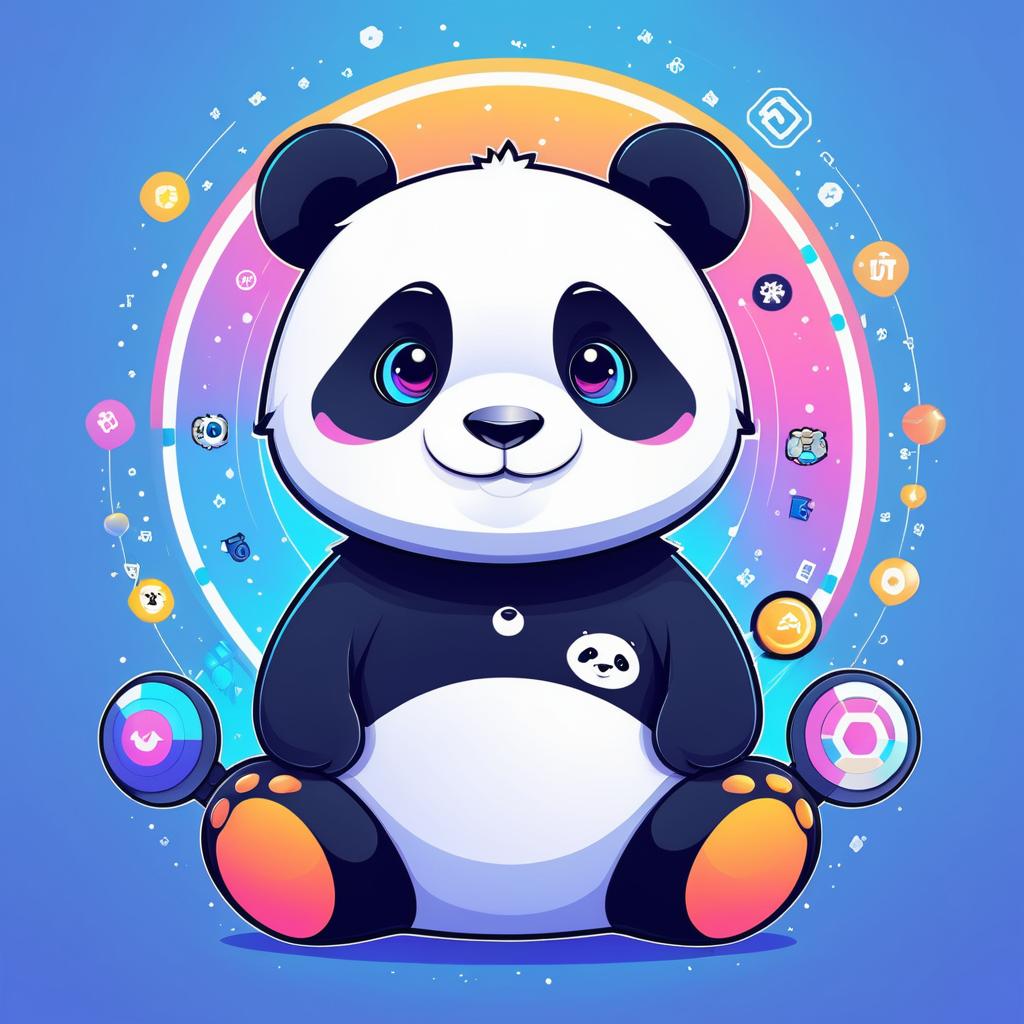 Adorable Panda Blockchain Cartoon Design