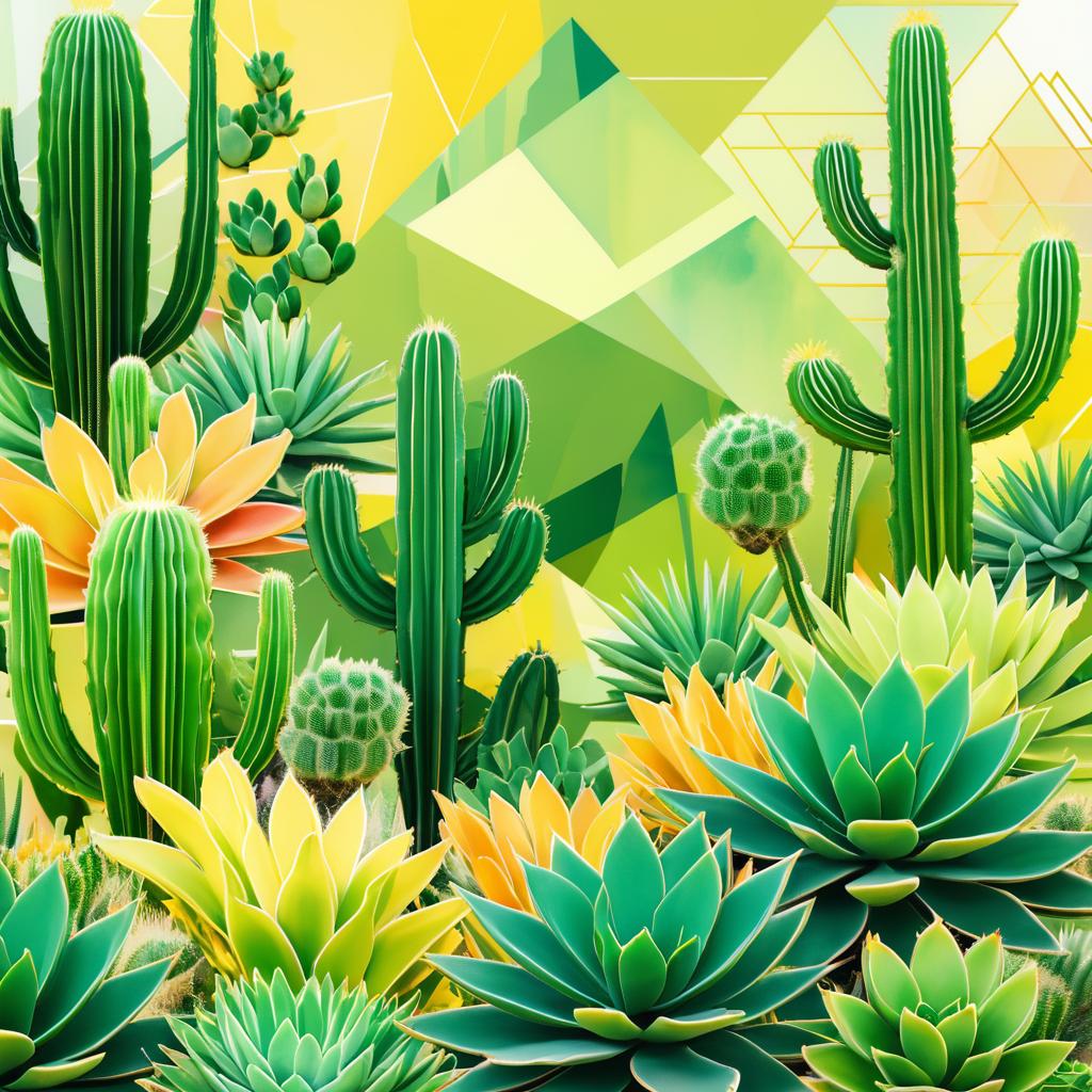 Abstract Floral Cactus and Lizard Design