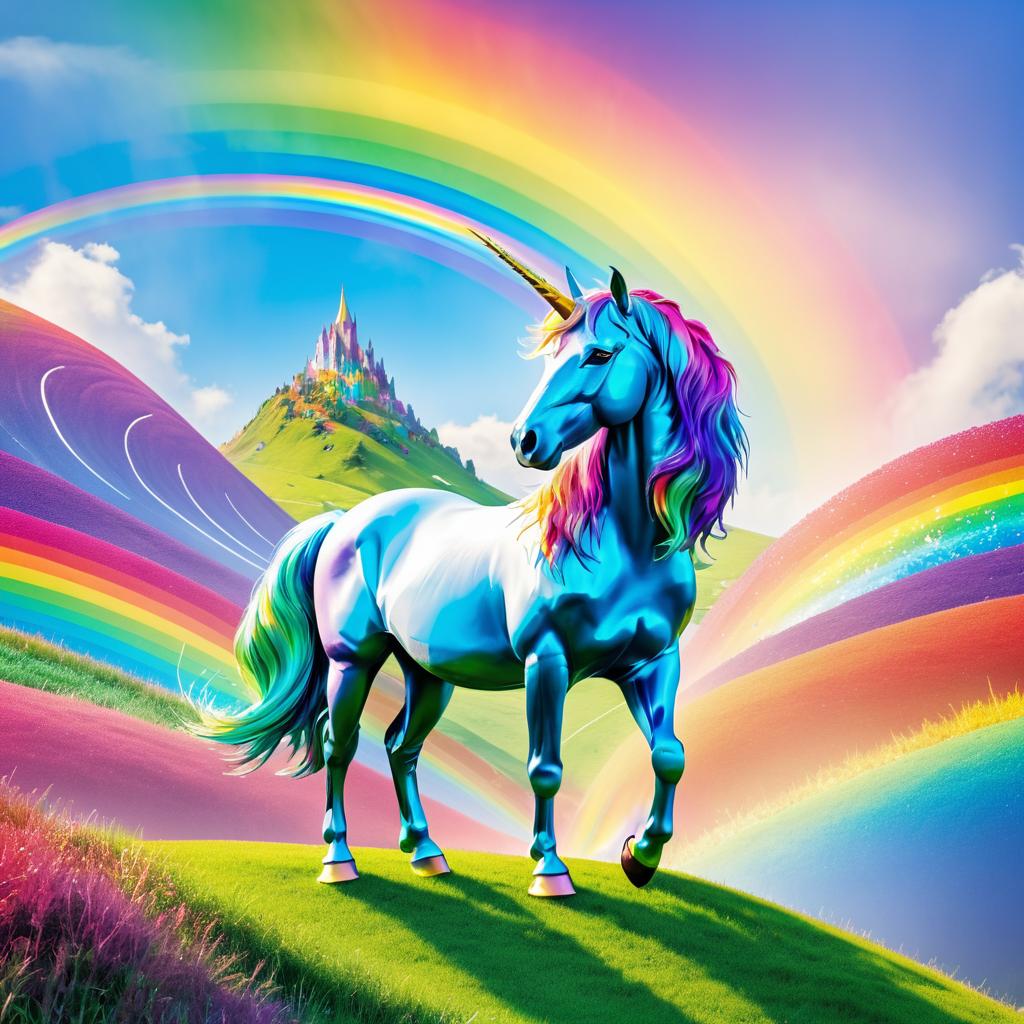 Majestic Unicorn on a Colorful Hilltop