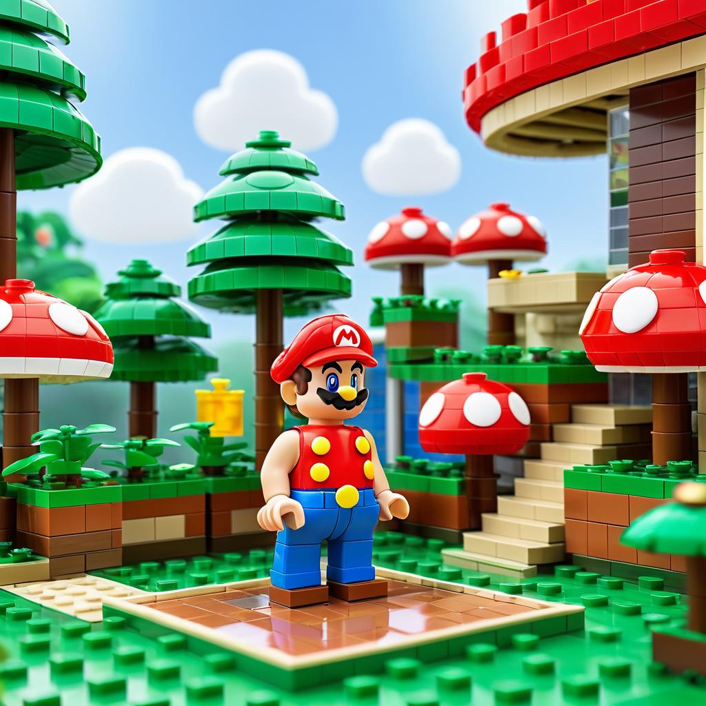 Humorous LEGO Mario in Underwear Scene