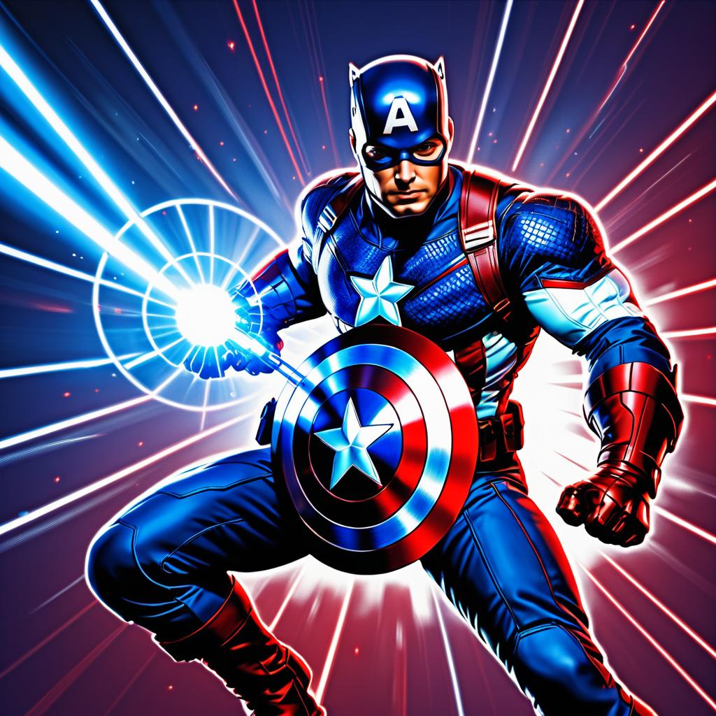 Captain America in Laser Combat Scene