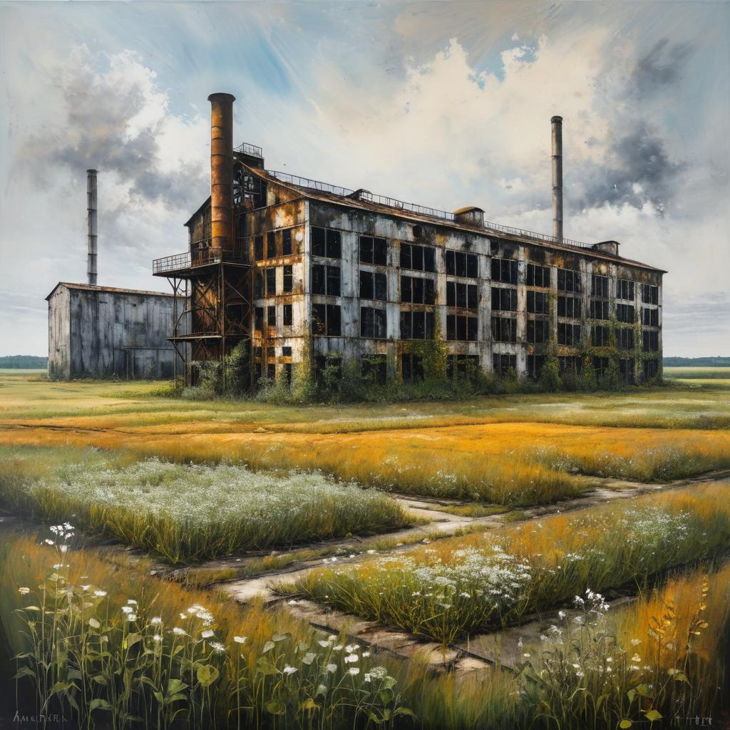 Abandoned Factory Landscape in Kiefer Style