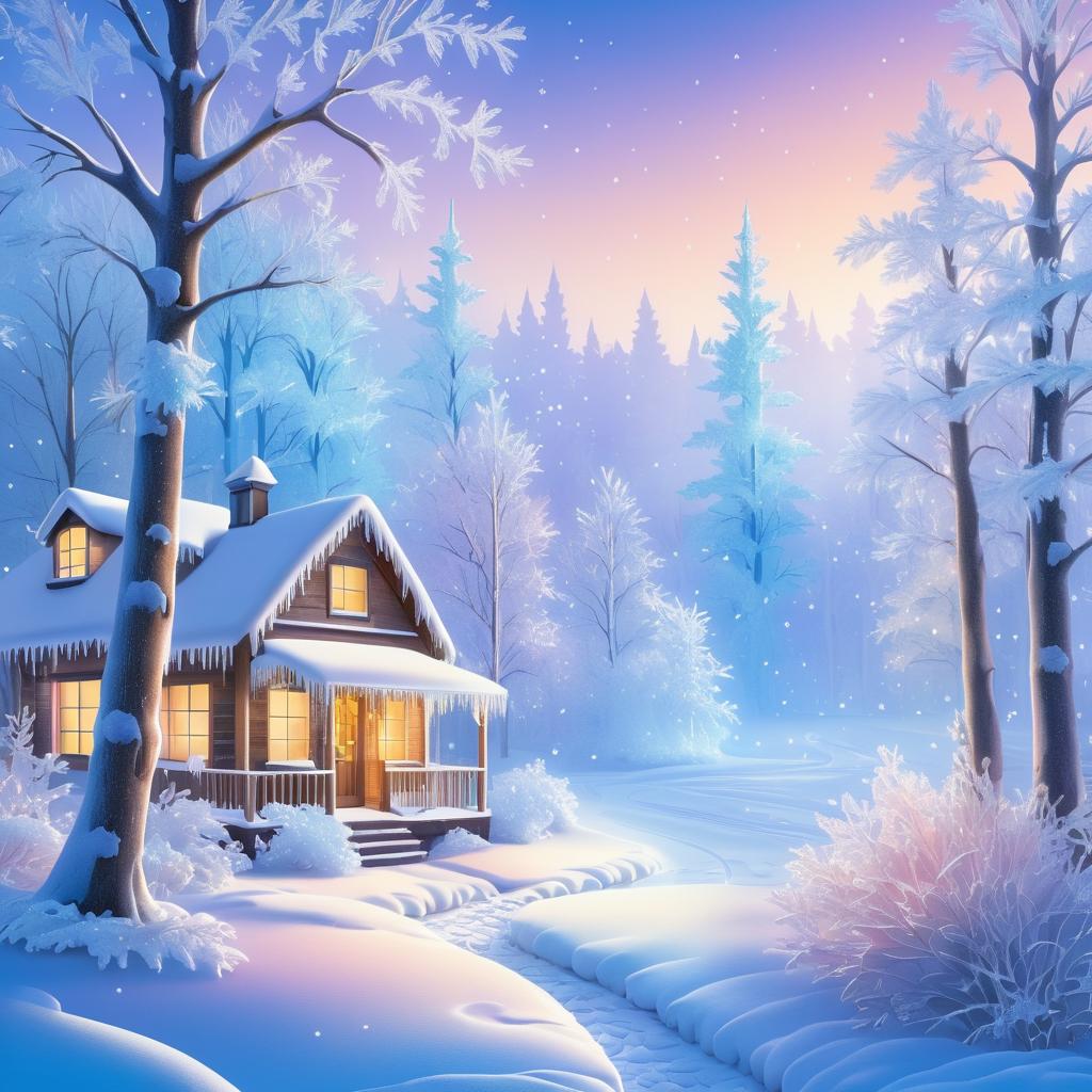 Magical Snowy Winter Wonderland at Dawn