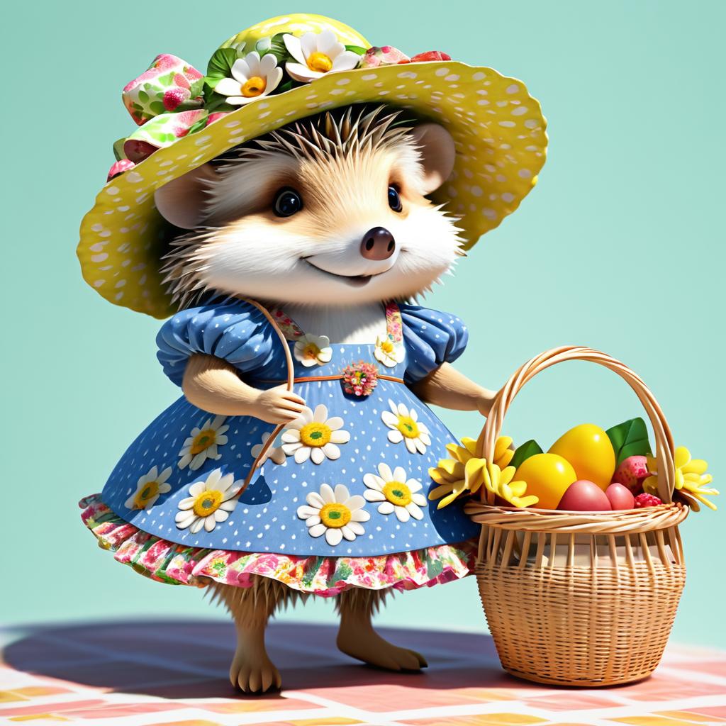 Whimsical Hedgehog in Floral Fashion