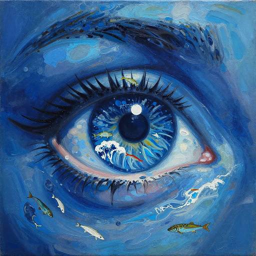 Abstract Ocean Blue Eyes Painting