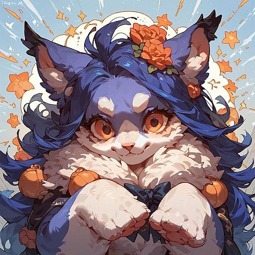 Fuzzy Furby with Colorful Background