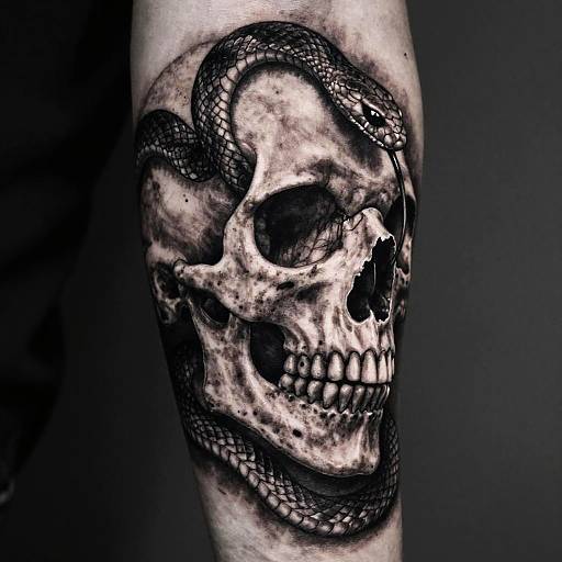 Hyper-Realistic Snake Skull Tattoo