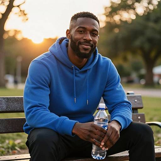 Sunlit Portrait of Smiling Black Man