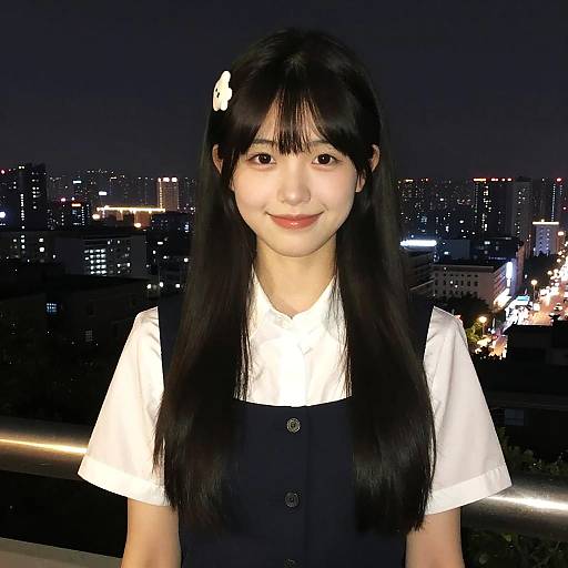 Night City Schoolgirl With Corset Smile