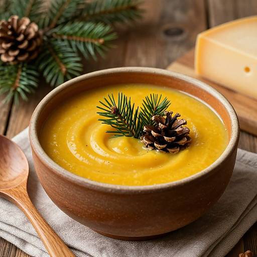 Cozy Rustic Kitchen with Ceramic Soup Bowl