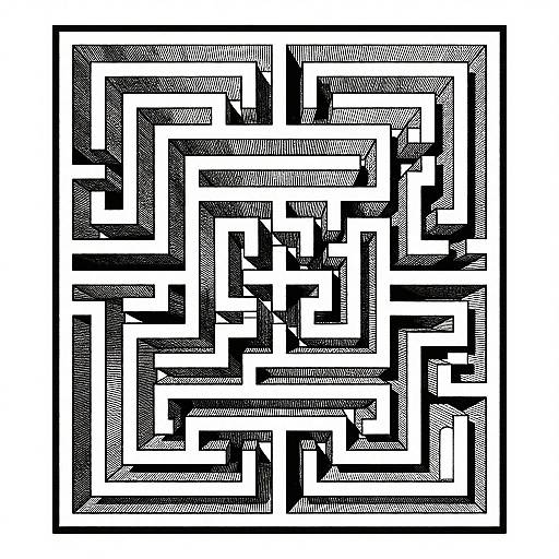 Escher-Inspired Surreal Labyrinth Art