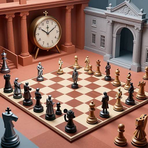 Surreal Chessboard with Historical Figures