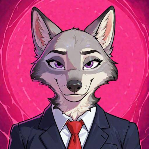 Stylized Female Wolf Fursona in Toga