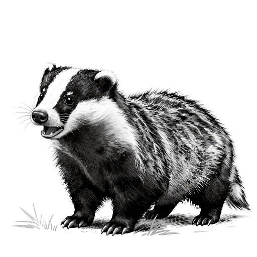 Panicked Striped Badger Line Art