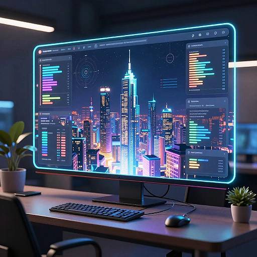 Futuristic Software Dashboard with Holograms
