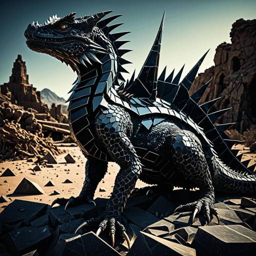 Obsidian Basilisk in Desert Ruins