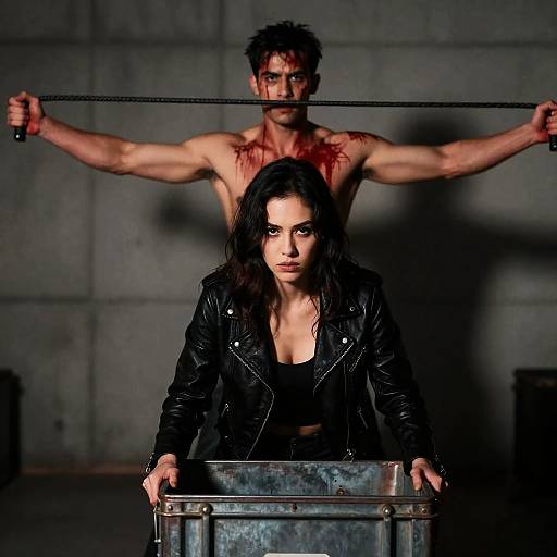 Mysterious Duo in Dark Urban Setting